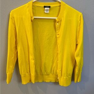 J. Crew Yellow Cardigan Sweater Lightweight Knit